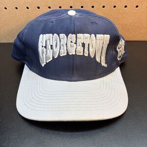 Vintage 90s Georgetown Hoyas Snapback Hat Cap NCAA Trucker Blue